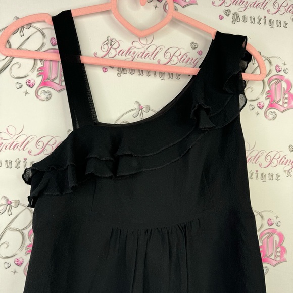 Armani exchange one shoulder top tank black ruffle frilly frills luxury luxe - Picture 3 of 8